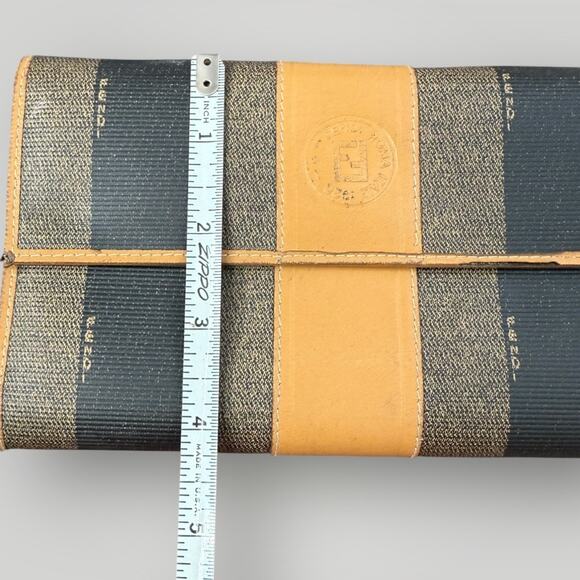 Vintage Fendi Pequin Stripe Canvas & Leather Wallet - Picture 15 of 16